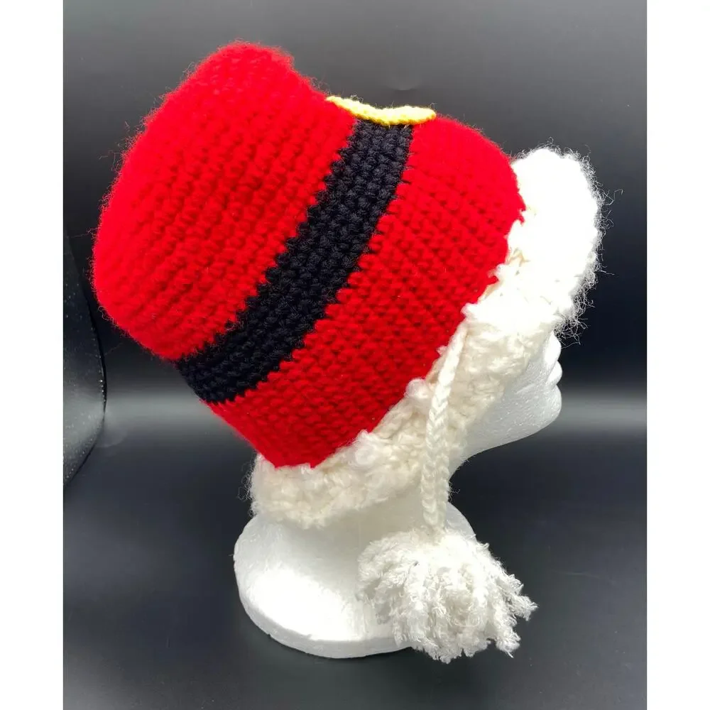 Handmade Baby's Crocheted Red Santa Hat with Tassels - Fits 16